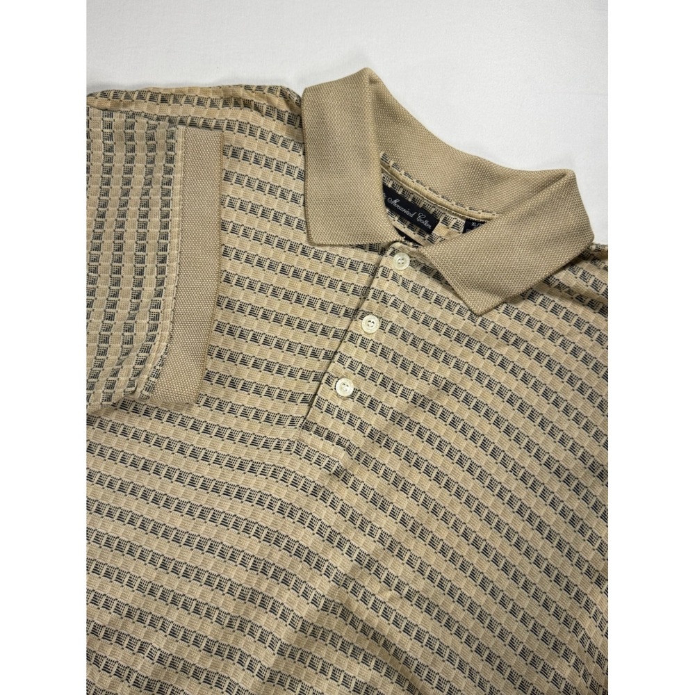 VTG Gianfranco Ruffini Italy Collection Tan Mercerized Cotton Polo Shirt Mens XL